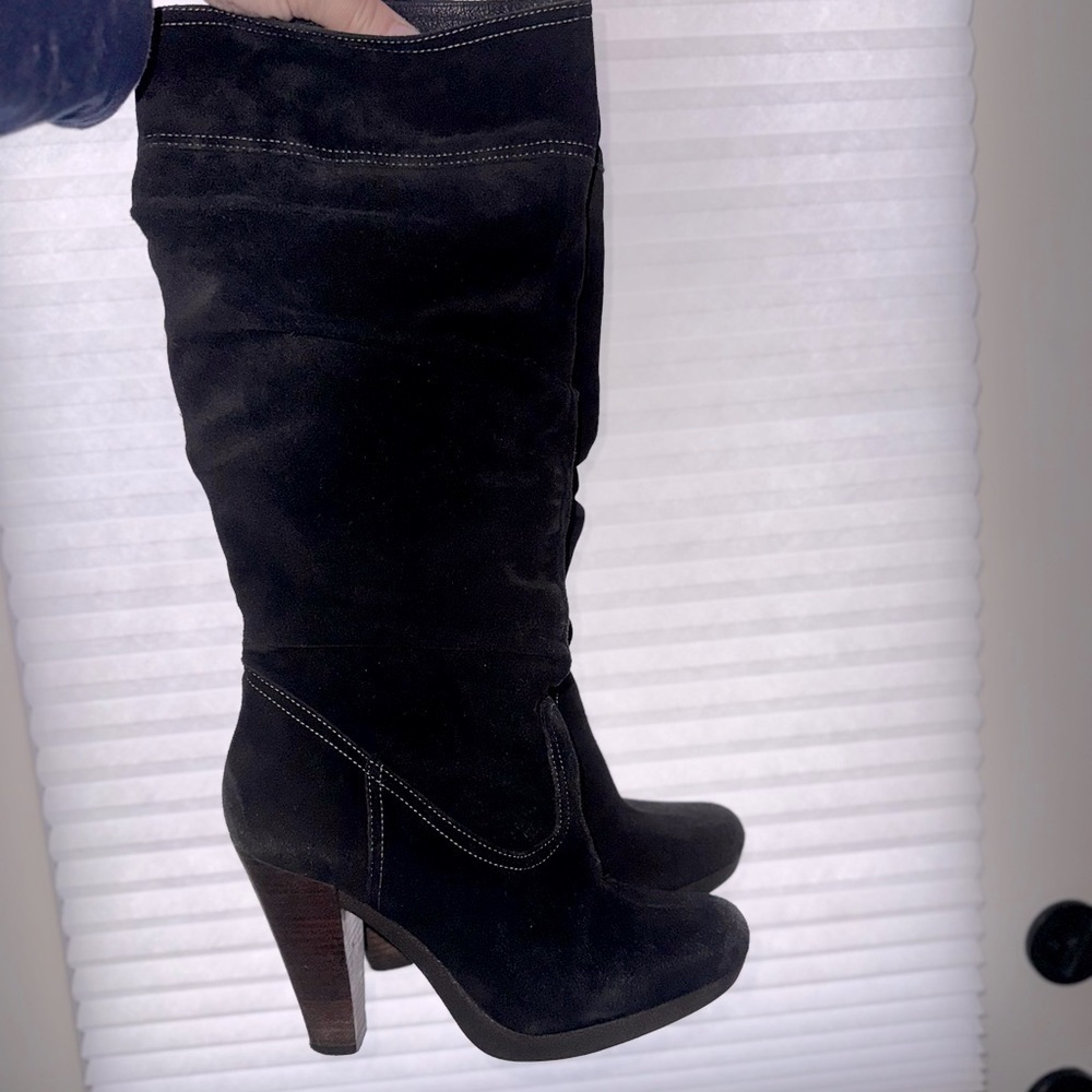 Michael Kors Black Suede Slouchy Heeled Boots. 7.5